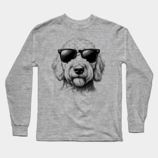 Goldendoodle Dog Wearing Sunglasses Drawing Long Sleeve T-Shirt